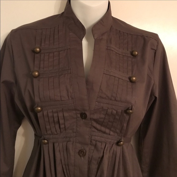 fury Dresses & Skirts - Brown button front dress with tie back